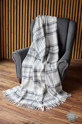 Merino Wool Manta de Lana 100% Lana 160 x 200 cm, Muy Suave/Delicado/cálido/Natural