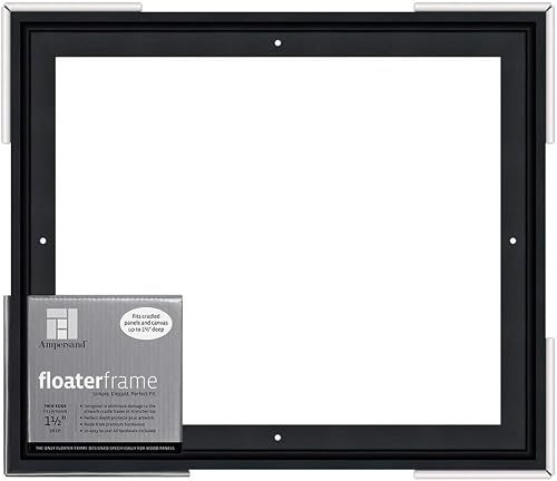 Ampersand Floaterframe Readymade Frame for Flat and 1 1/2" Deep Wood Panel and Canvas Artwork, Paintings, Prints, and More, 11"x14", Black Thin