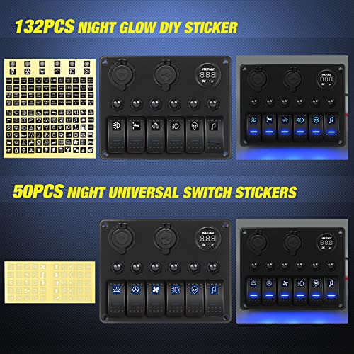 Nilight 6 Gang On Off Rocker Switch Panel 12V Voltmeter Dual Usb Charger Cigarette Lighter Socket For Rv Truck Boat , 2 Years Warranty #TOP4