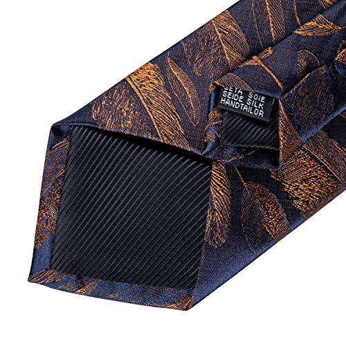 Image of DiBanGu Mens Paisley Tie Set Silk Woven Jacquard Necktie and Pocket Square Cufflinks Gift Set for Wedding Bussiness