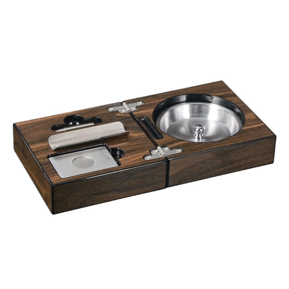 Ensemble de cendriers à cigares en bois de noyer, étui portable