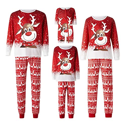 Generic Natale Pigiama Famiglia Set Coordinati Modello di Renna Manica Lunga Top e Pantaloni Pigiameria Autunno Inverno Pajamas Set per Coppia Donna Uomo Bambini Pigiama Uomo Natale (Donna , M)