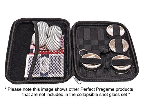 Perfect Pregame Collapsible Shot Glass Set - 4 Pack Stainless Steel Shot Glasses - Expandable Shot Glass Set, Cool Drinking Accessories - 2.5 Fluid Oz Each - No Lids #TOP5