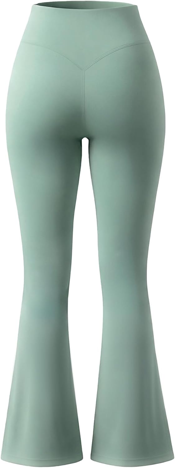 Aoxjox Women's Workout Lumira Flare Leggings High Waisted Tummy Control Lumastretch™ Luxe Buttery Soft Wide Leg Yoga Pant 32"