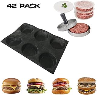 Non-stick 6 Cavities Round Hamburger Buns Silicone Perforated Bread Forms with Metal Meat