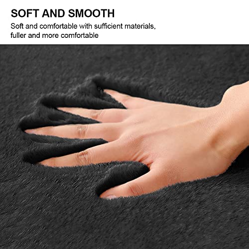 Rainlin Ultra Soft Fluffy Faux Fur Sheepskin Area Rug Modern 2X6 Living Room Fur Runner Rugs Shaggy Beside Rugs Warm Faux Fur Couch Cover For Sofa And Bay Window, Black #TOP3