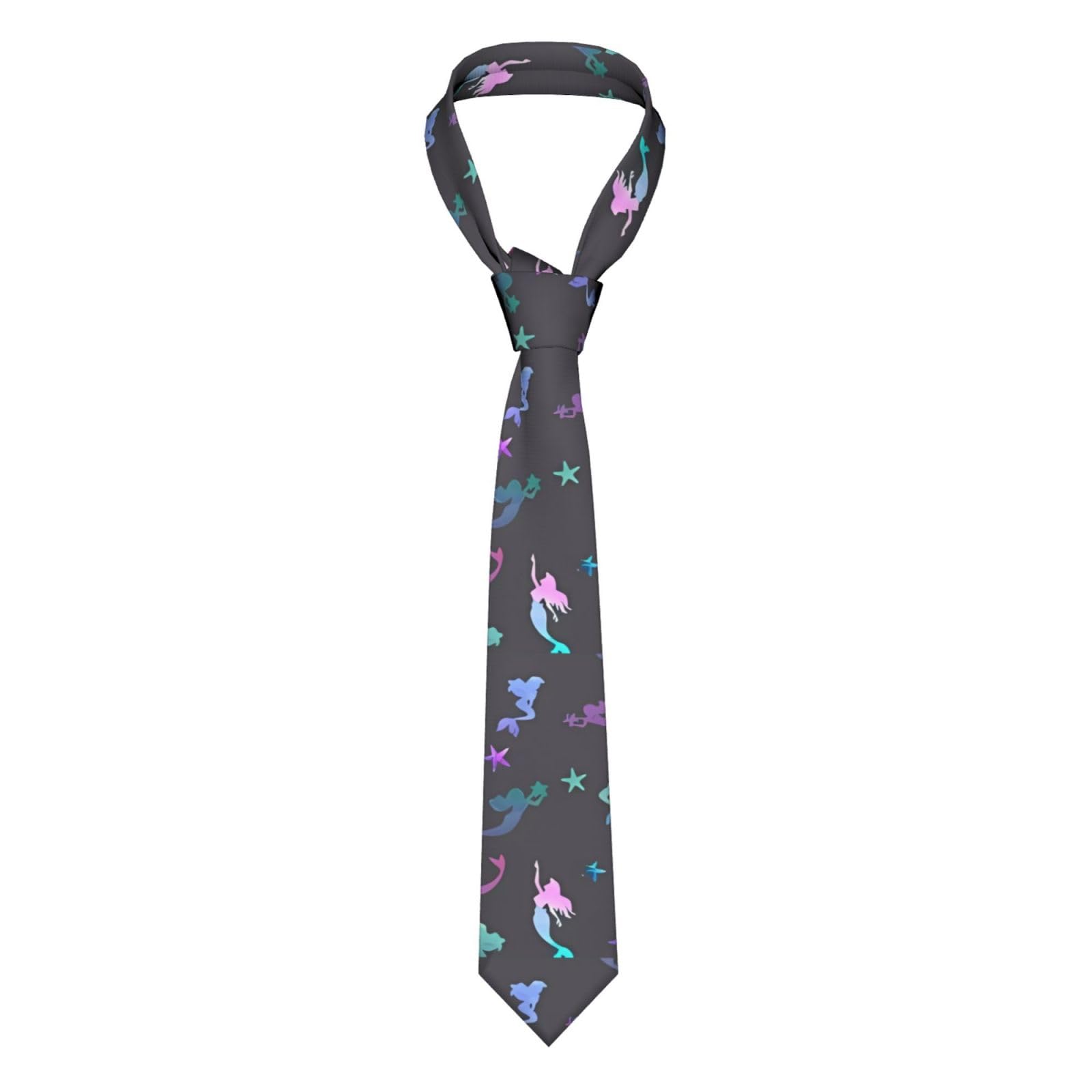 Men'S Tie Colored Beautiful Mermaid Print Woven Casual Necktie Slim Necktie Formal Necktie For Business Wedding