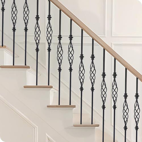 Elecmate 10 pcs Balusters for Staircase Interior Stair Spindles 1/2" Square Iron Balusters - Hollow Big Basket Stair Balusters (Real Satin Black), E09 by Elecmate - Image 6