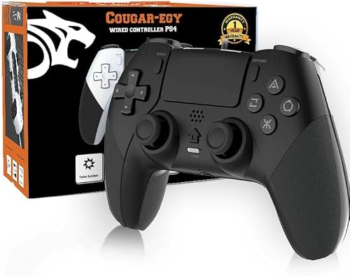 يد تحكم من كوجار-إي جي واي موديل T29 لبلايستيشن 4، سلكي، متوافق مع PS4 برو وسليم وويندوز 10 و8، مريح مع اهتزاز، أسود