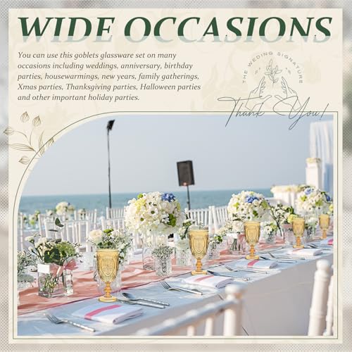 Wiwiqing 48 Pcs Plastic Goblets 7.5oz Vintage Goblet Plastic Wine Glasses Colored Retro Embossed Water Goblets for Wine Bar Juice Baby Shower Wedding Reception Grand Event Party (Amber) by Wiwiqing - Used condition - Image 6