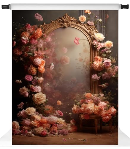 Kate Flower Frame Photo Backdrop Floral Portrait Photography Background Professional Photographic Studio Photoshoot Props,5x7ft