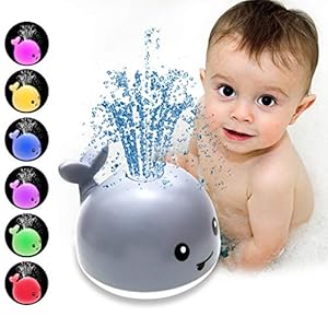 Skipose Bath toys, Whale Spray Water Squirt Toy LED Light Up Float Toys Bathtub Shower Pool Bathroom Toy for Baby…