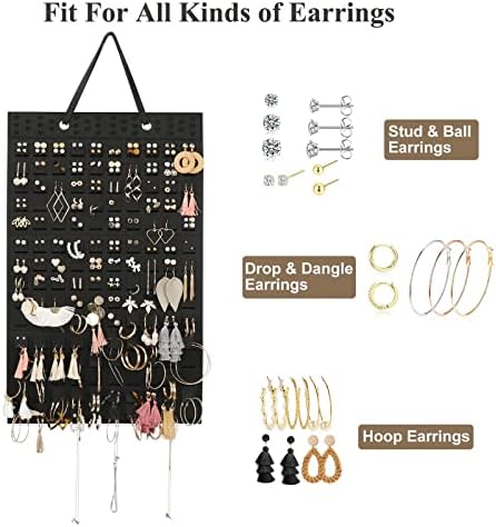 Haslaky Hanging Earring Holder, Wall Earrings Organizer, Holds Up To 300 Pairs, Compact Design, Soft Material, Earring Hanger Wall Mount Earring Display Hanging Organizer for Women Girls