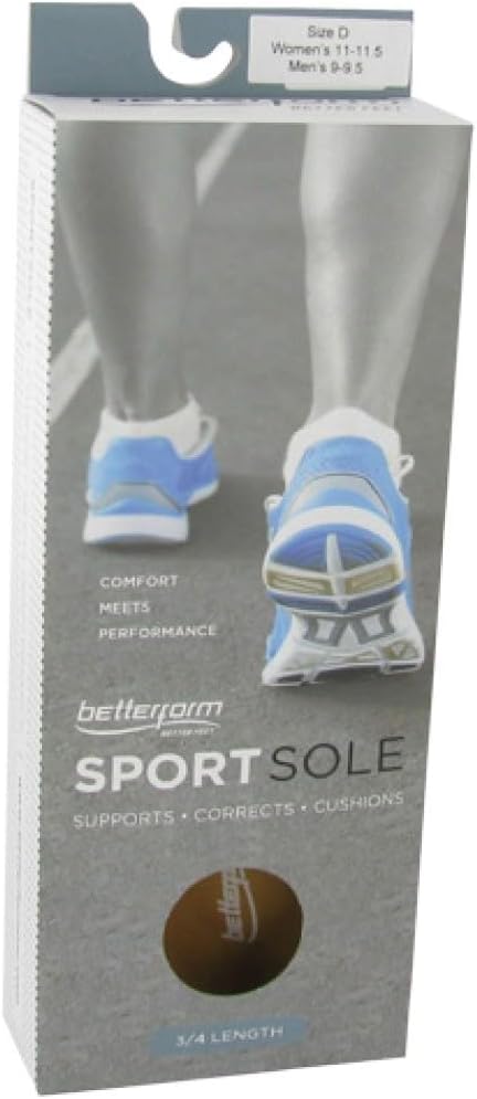 Betterform SportSole Orthotic Arch Supports Replacement Shoe Insoles 3/4 Length Men 10-10.5 / WOM 12-12.5 Size E image 2
