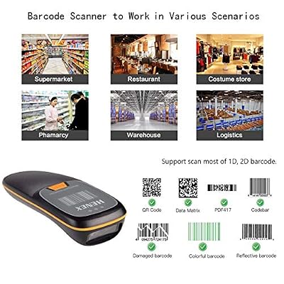 Mini Bluetooth Barcode Reader Portable Wireless 2.4G Barcode Scanners 3-in-1 Bar Code Scanner Supports Reading 1D&2D QR Codes, with Offline Storage Function Upload Function(Black)