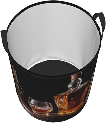 Miniatura 3 de Cesta circular con estampado de whisky y cerveza, impermeable, cesta organizadora de almacenamiento con asas, para ropa, juguetes, tamaño mediano