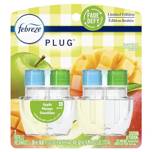 Febreze Plug In Air Freshener, Odor-Fighting Scented Oil Refill, Apple Mango Sunshine Scent, 2 Refill - image 9