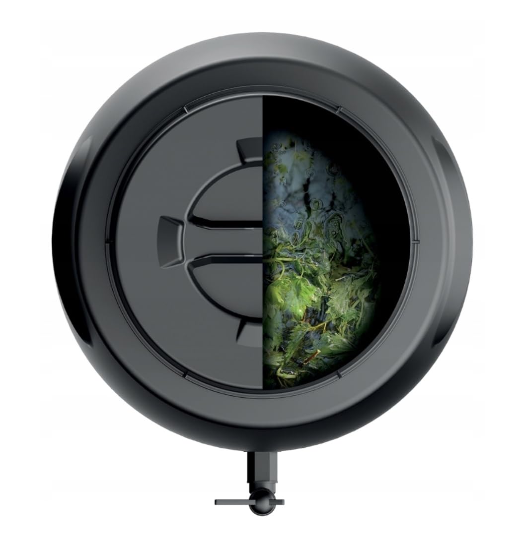 Compostiera a barile - Barile a bocca larga per fertilizzante liquido - Barile con coperchio per fermentazione naturale di liquame - 55L in plastica con ventilazione