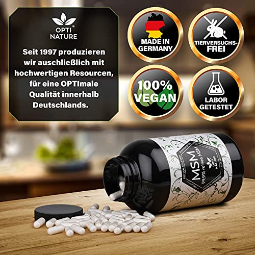 365-99,9% reine, hochdosierte & hoch bioverfügbare MSM Schwefel Kapseln | Vegan, made in Germany & zertifiziert | Seit 1997 - OPTI NATURE – Bild 5