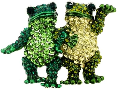 Green Couple Frog Crystal Pin Brooch