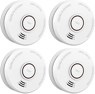 4 Pack Smoke Detector Fire Alarms 9V Battery Operated Photoelectric Sensor Smoke Alarms Easy to Install with Light Sound Warning, Test Button,9V Battery Included Fire Safety for Home Hotel