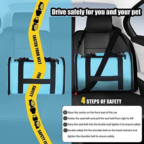Image of Cat Carrying Case - Pet Carrier Airline Approved, Protable and Breathable Pet Travel Carrier Removable Fleece Pad, Collapsible Cat Carrier Dog Carrier for Medium Cats Small Cats Dogs(X-Large, Blue)