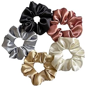 Silvr Bear Luxury Satin Scrunchies SAME 10 COLORS AS PIC, Anti-Hair-Breakage, Hair Ties, Scrunchies Set for Girls, Women, Best gift for Sister, Friend, Mom 4 51mB+RrkwWL. SL500 . SS300
