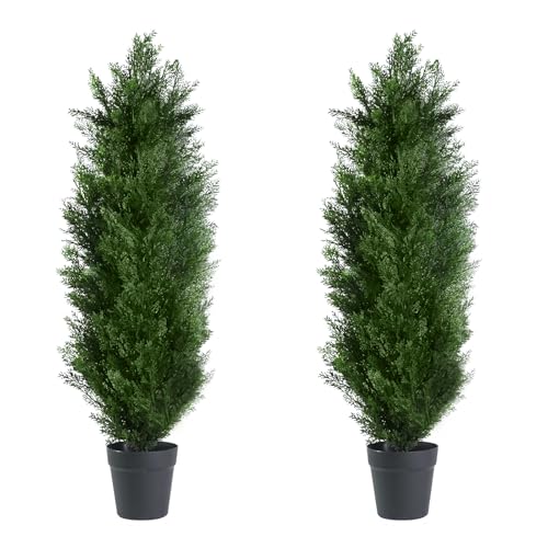 3FT Artificial Topiary Cedar Trees with Pot, Fake Cedar Christmas Tree for Indoor Outdoor Holiday...