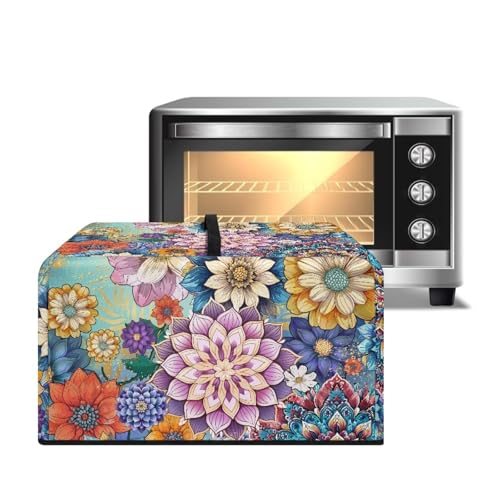Image of Air Fryer Toaster Oven Dust Cover, Protective Countertop Microwave Oven Cover for Home Indoor Decor, S, 18.25 x 14.5 x 11 Inches, Bohemian Flower