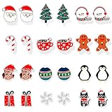 Christmas Stud Earrings Set Christmas Earrings for Women Christmas Tree Snowflake Candy Snowman Peng