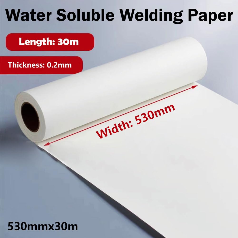 Papel Soluble para Soldadura TIG - Material Disoluble en Agua, Ideal para Bloquear Gas Argón en Tuberías,530mm*30m
