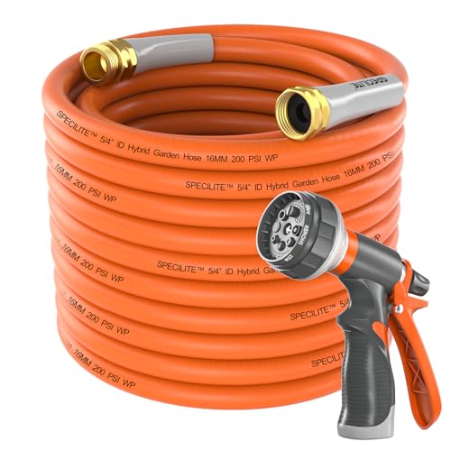 SPECILITE Garden Hose 50 ft x 5/8 in Heavy Duty, Flexible and Lightweight Water Hose, Burst 600 psi,...