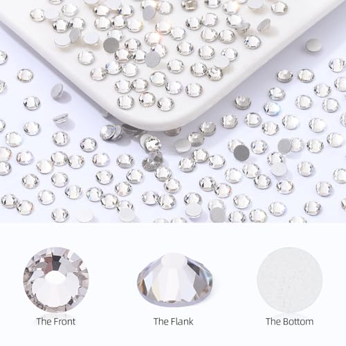 Image of Crystal Clear Flatback Rhinestones SS30 (6.4-6.6mm), 576pcs Glass Nail Gems, Non Hotfix Rhinestones for Nails, Crafts, Clothing, DIY Bling Decorations