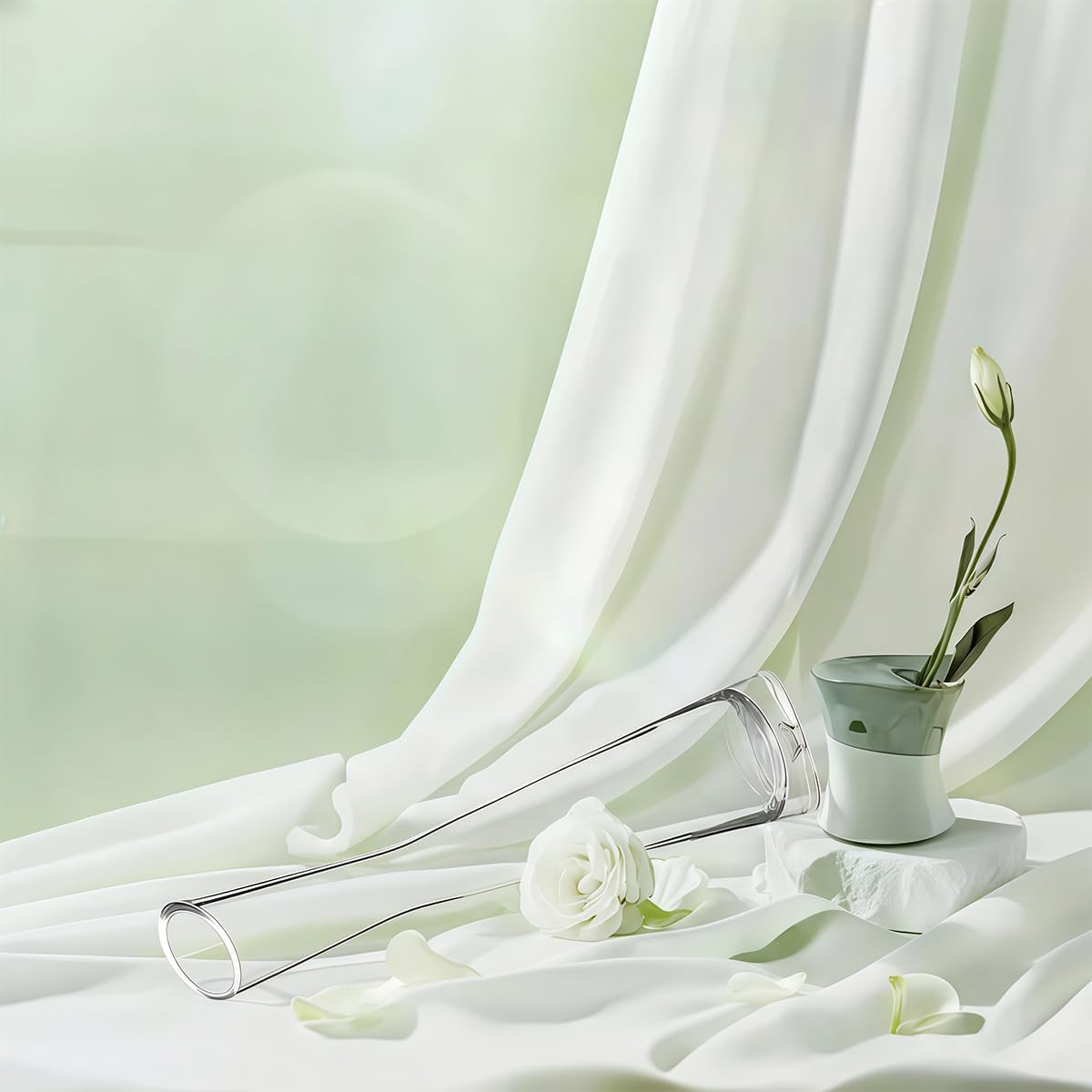 25cm Height Hand-Made Glass Flower Vase Clear Decorative Bud Vase Single Stem Vases Blown Art Bud Glass Vase for Home Wedding Christmas Decor - Image 4