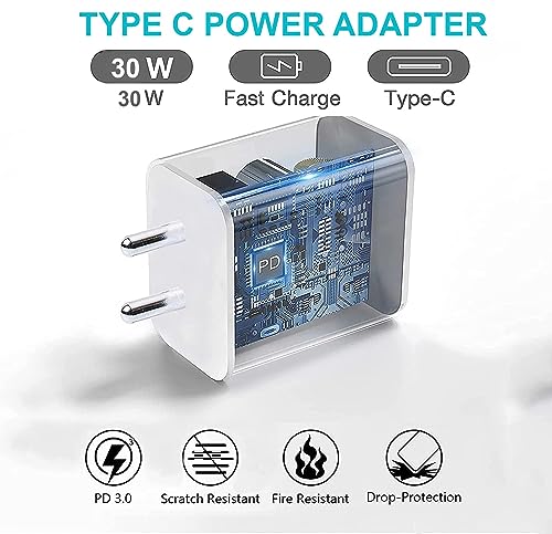 Image of RDG Google 30 Watt Fast PD Charging USB Type C Cellular Phone Charger with Cable Compatible with Google Pixel 8 /7 /6 /5 Pro, Pixel 8 /7 /6, Pixel 7A /6A, Pixel Buds, Chromebooks & Other USB-C Devices