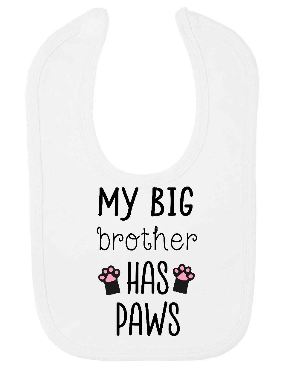 My Big Brother has Paws (Black cat New Baby Statement) [BBY3] Cotton Baby bib - White