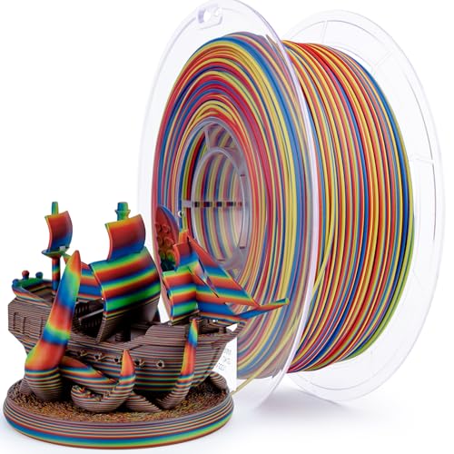 Image of ZIRO Rapid Color Changing PLA, Matte Twist Effect Multi-Color Filament 1.75mm, Dyanmic Rainbow 3D Printer Filament, Fast Color Change Matte PLA Stripes Series, Fit Most 3D Printer,Carnival Stripes