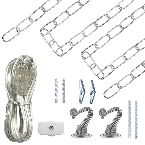 ECUDIS Swag Light Kit, 12 Ft Chain, 15 Ft Cord with Switch, Nickel