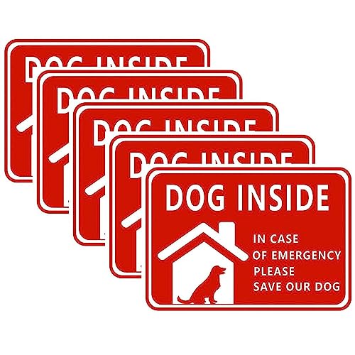 Image of CVANU Dog Inside in Case of Emergency Please Save Our Dog Warning Safety Self-Adhesive Waterproof PVC Vinyl Sign Sticker Size (11.7inchX8.3inch) Pack of 5