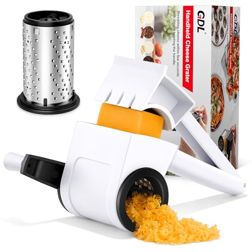 Image of GDL Cheese Grater Handheld, Parmesan Cheese Grater, Stainless Steel Blade | No BPA, Stainless Steel Etched Blade, Dishwasher Safe, Ergonomic, Hard & Soft Cheese, Multi-Purpose, Detachable, Ambidextrous