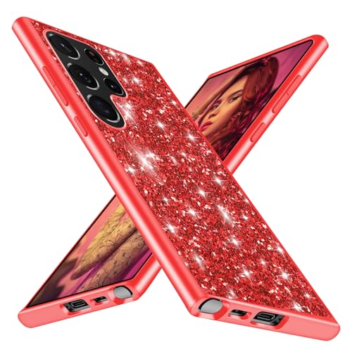 Coque ultra fine à paillettes Samsung S24 Ultra souple et robuste rouge