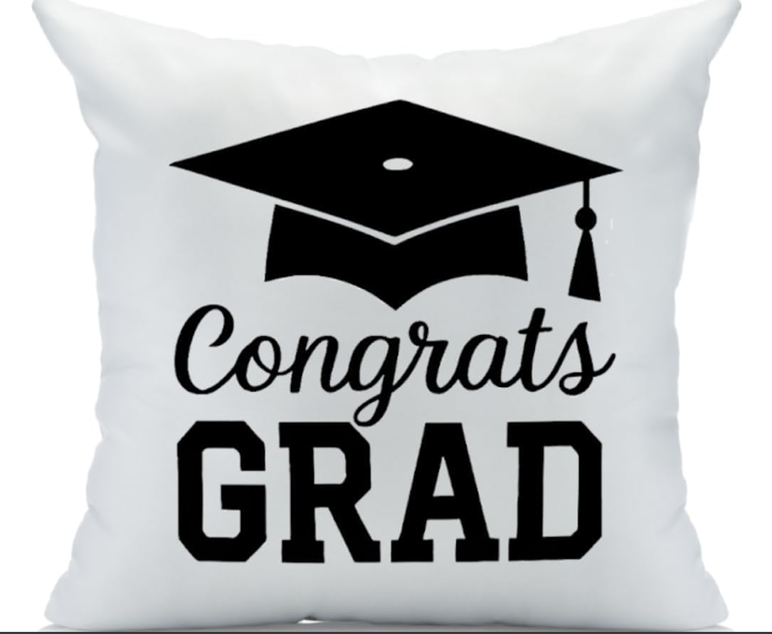 Oh, Susannah Congrats Grad Throw Pillow Cover, White, Perfect for Graduation Gift, College and Students Gift (18x18)