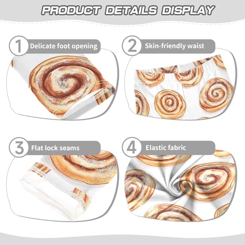 Cinnamon Rolls Girls Leggings,Workout Leggings for Girls Toddler Athletic Legging Size for 3-10T3