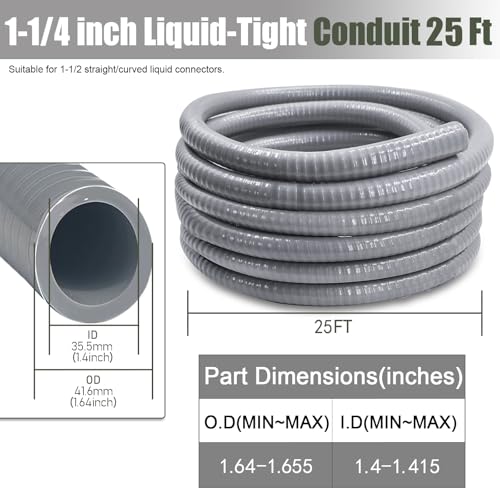 Feotech 1 1/4 Inch Flexible Conduit 25 FT Non Metallic Liquid-Tight Conduit.1-1/4" Dia by Feotech - Used condition - Image 2