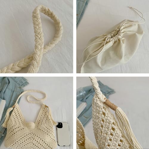 Image of Boho Straw Bags for Women Large Woven Tote Bag Straw Beach Bag Shoulder Bags Purse Handbags Summer Straw Hobo Bag