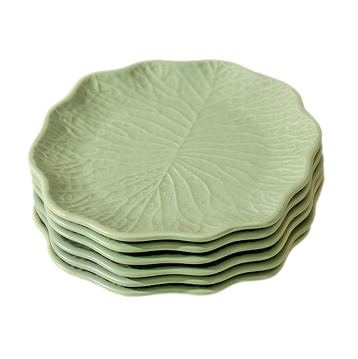 Sizikato 6pcs Porcelain Snack Plates, 6-Inch Embossed Ceramic Dessert Plates Fruit Plates