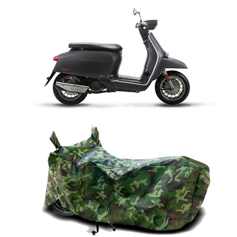 Image of DUFFEL-100% Heat Protection Two Wheeler Bike /Scooty Body Cover for Lambretta V200 Water Resistance /UV-Rays /Birds Dropping /Scratchproof /Dust Proof /Waterproof[Green Jungle Print]