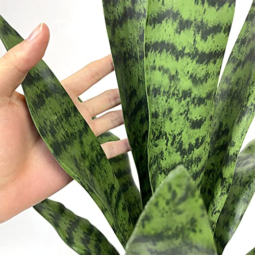 Ollain Artificial Snake Plant With Potted 23.6" Fake Plastic Sansevieria Faux Plants In Pot For Outdoor Window Box Verandah Planter Indoor Outside Home Garde Office Room Gardening Decoration #TOP3