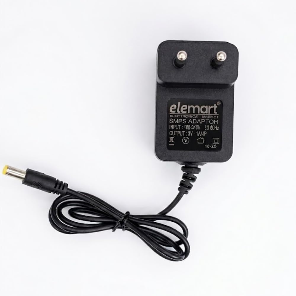 3v 1a dc power supply adapter | 5.5mm x 2.5mm male dc plug pin connector | ac to dc charger adapter for led lights, electronics & diy projects