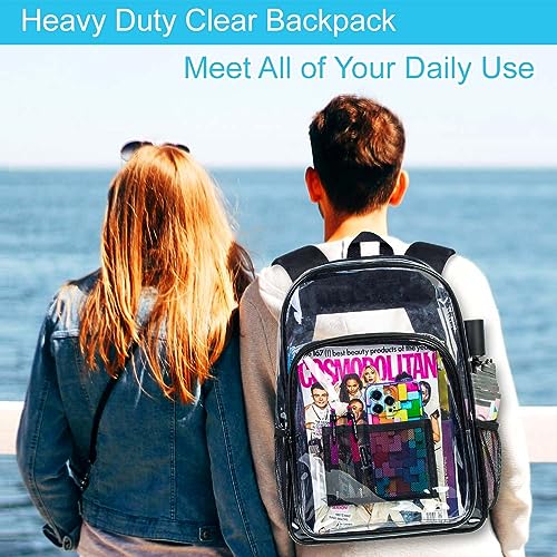 Image of AGSDON Clear Backpack, Heavy Duty Transparent Bookbag, See Through PVC Backpacks for Women Men